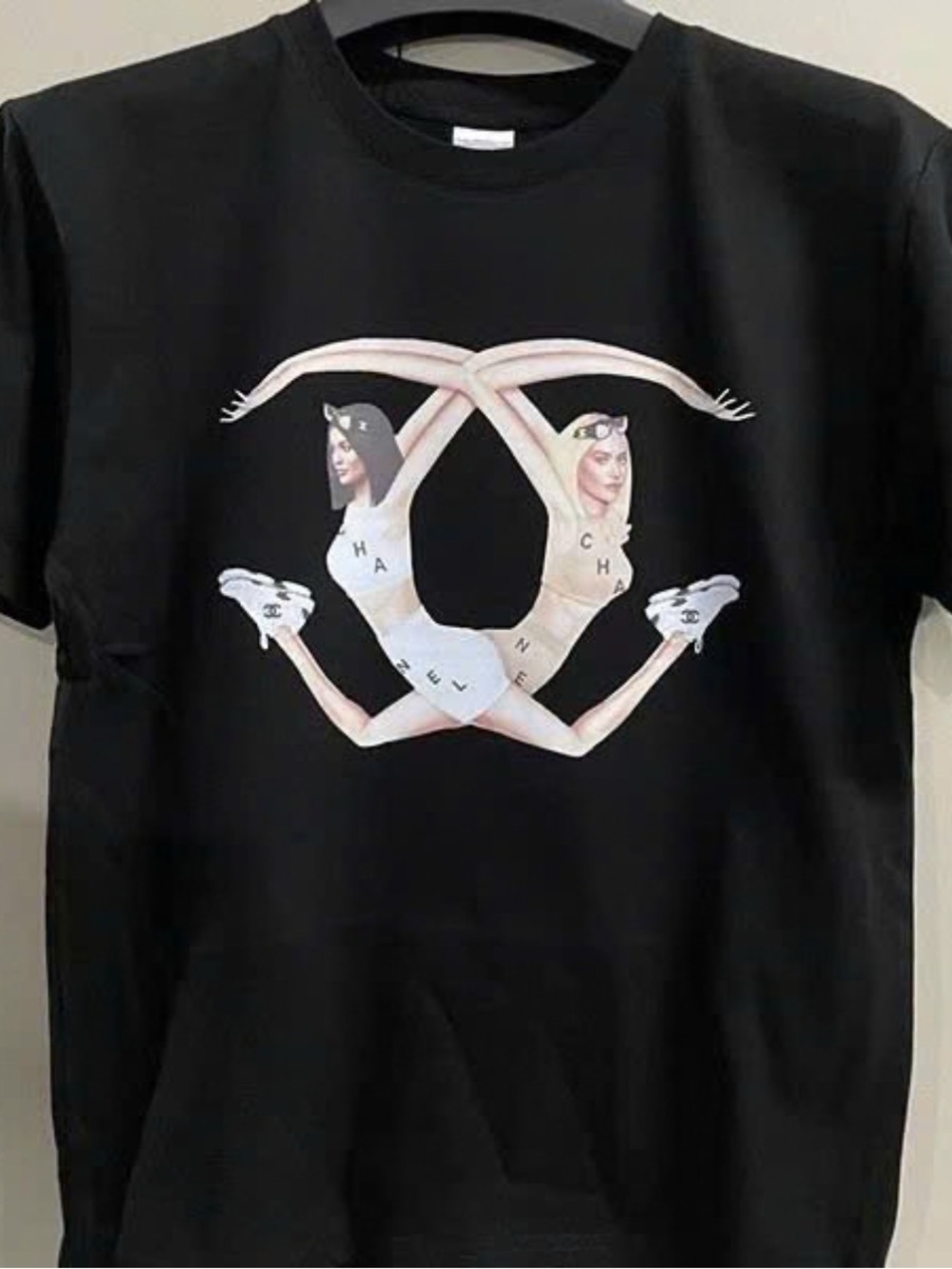 Gildan Black Cha Nel Graphic T-Shirt, Catching Print For Casual Wear
